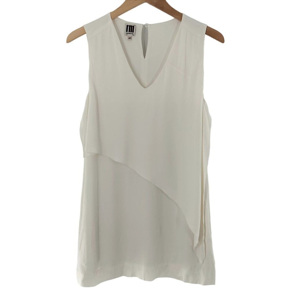 I'M Isola Marras Off-White Crepe Sleeveless V-Neck Tunic Dress Size 40